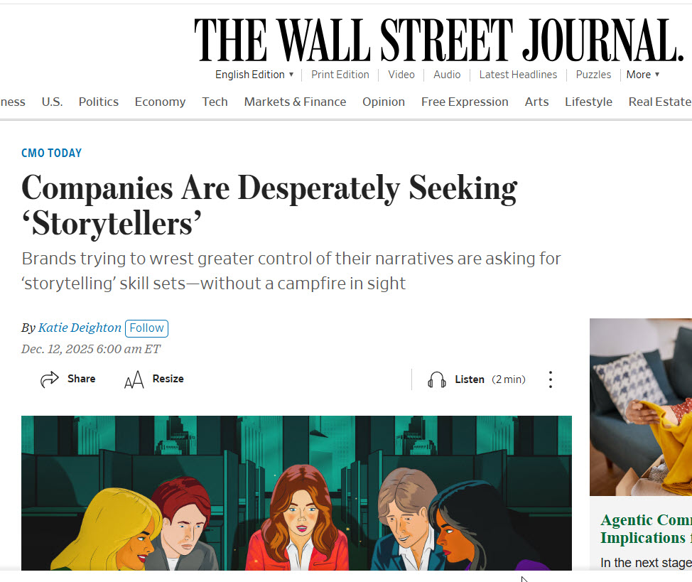 Wall Street Journal storytellers screenshot.